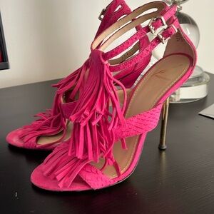 Brian Atwood suede hot pink heels. Size 8